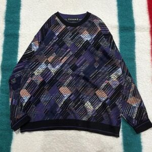 Vtg coogi style sweater 3D knit multi color sweater size L
